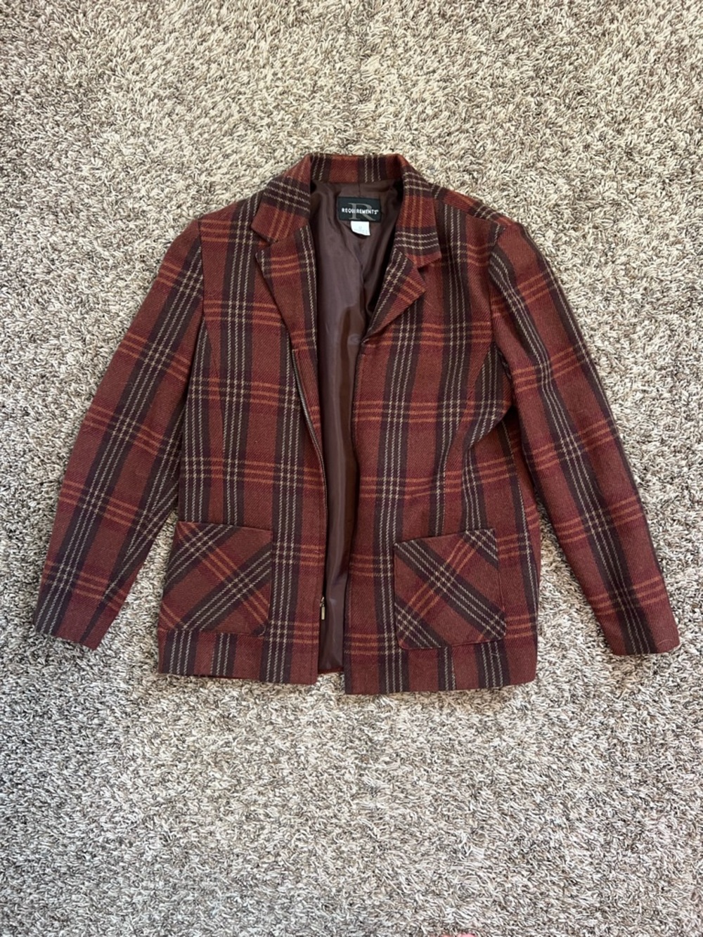 Requirements Plaid Blazer in Rust and Burgundy